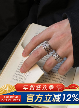 韩系小众多层编织镂空戒指