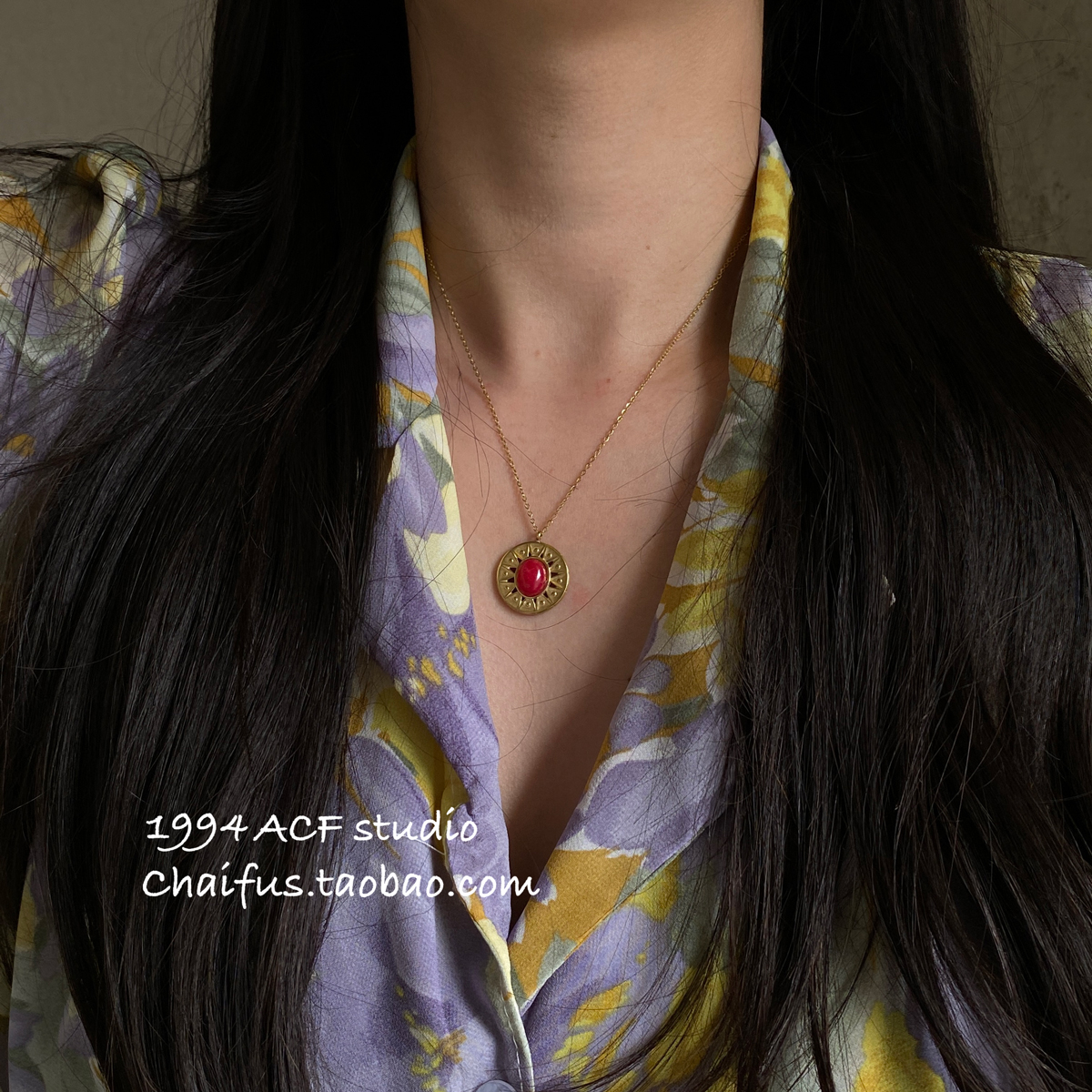 法式极简钛钢太阳花吊坠项链