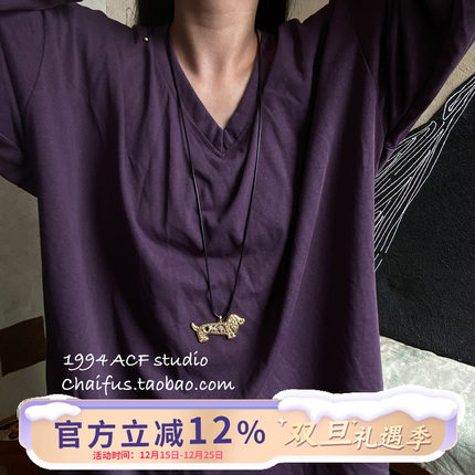 柴夫工作室/X118 美式辣妹金属腊肠狗长链复古朋克绑带皮质项链