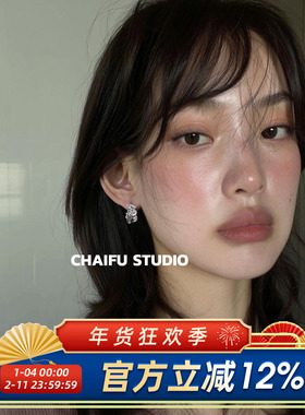 柴夫工作室/R804 韩系复古雕刻镂空花瓣耳扣宫廷精致纹理编织耳环