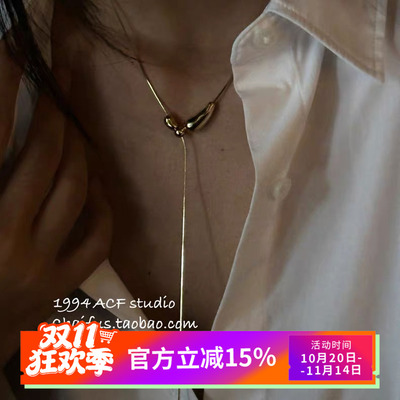 日韩简约冷淡风几何金属长链