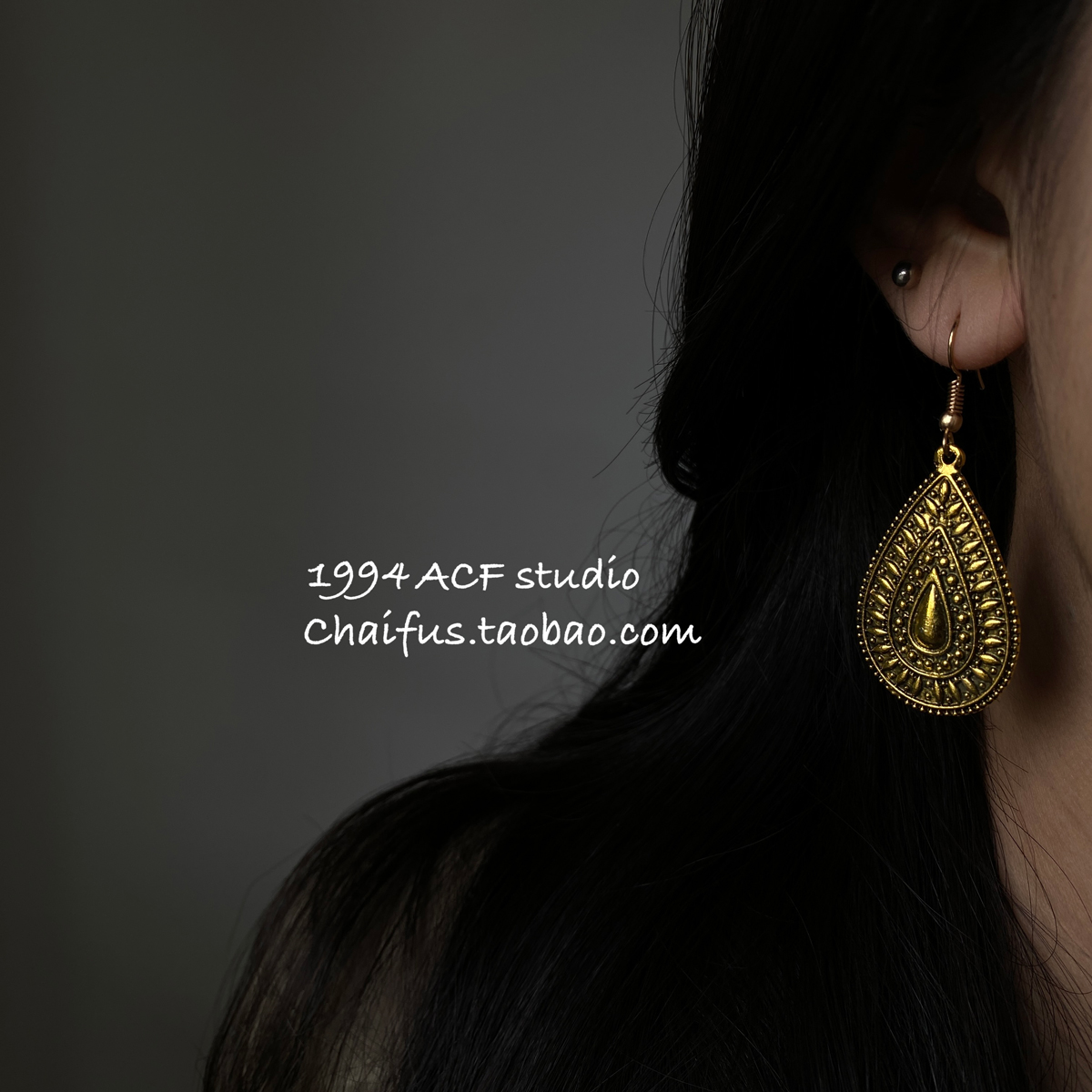 中东复古个性浮雕几何耳环