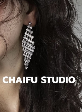 柴夫工作室/E584 多巴胺彩色菱形水钻耳钉复古莫奈花园小众耳环