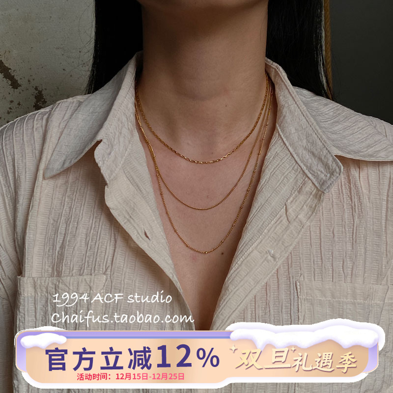 INS极简主义钛钢叠戴素链