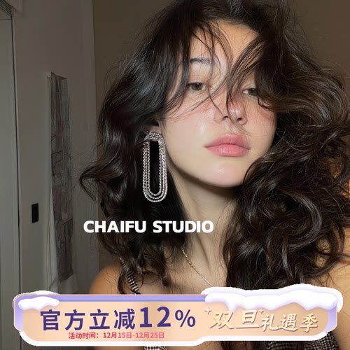 欧美华丽老钱风满钻耳钉