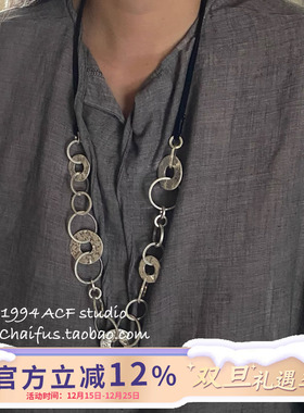 欧美金属几何吊坠长链