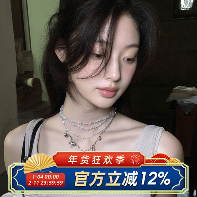 多巴胺彩色水晶串珠多层项链