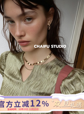 港风大气摩登肌理感金属项链