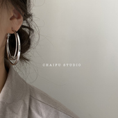 INS风大气百搭方形弧条层次感耳环耳圈 R302 Chaifu studio