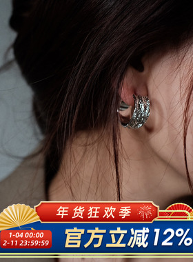 柴夫工作室/R428 韩风简约熔岩冷淡风ins肌理感高级通勤耳扣耳环