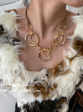 欧美夸张粗狂金属套环项链