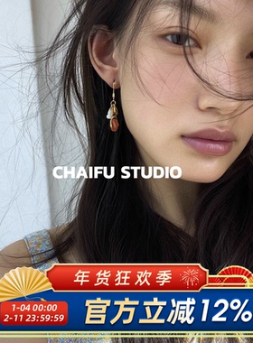 柴夫工作室/R836 新中式福禄葫芦平安扣耳环轻奢国风气质耳钩耳饰