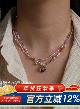 韩系马卡龙撞色小米珠项链