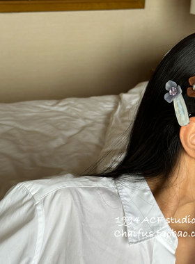 柴夫工作室/F315 港风复古三瓣花朵鸭嘴夹小众温柔镶钻侧边夹