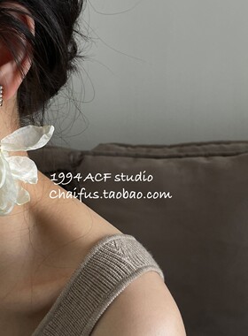 柴夫工作室/R187INS冷艳超轻网纱花朵耳钉轻奢镶钻复古高级感耳环