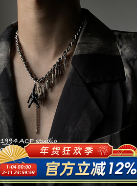 黑色猫咪Y2K甜酷流苏锁骨项链