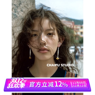 波西米亚手工串珠螺旋耳环