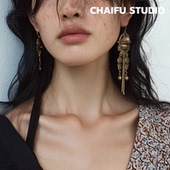 柴夫工作室 E392 巴洛克女神像雕刻耳钉中古华丽立体高级感耳环