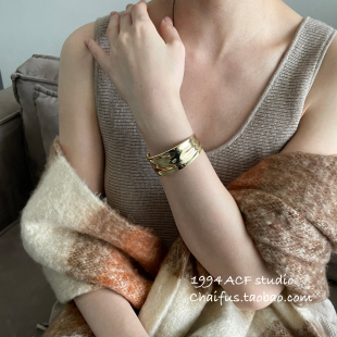 柴夫工作室 日韩极简风不规则开口手镯复古重工朋克小众搭配 S198