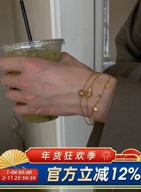 法式小巧几何蝴蝶流苏手链