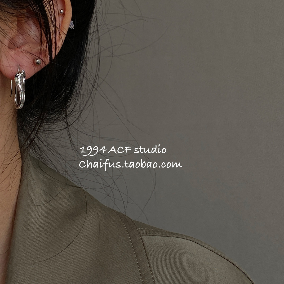 柴夫工作室/E139 欧美夸张眼镜蛇立体耳环创意个性暗黑风耳饰