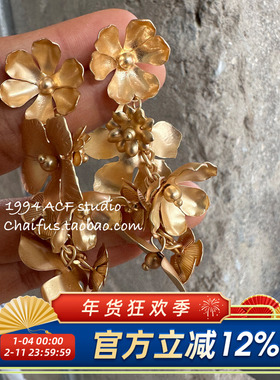 柴夫工作室SH/E232 法式高级感哑光金属花朵耳钉清冷独特设计耳环