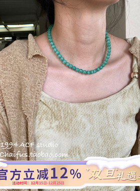 中式复古冰透猫眼石串珠项链