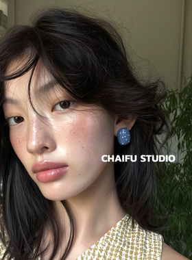 柴夫工作室/E314 韩系甜美风几何爱心波点滴釉耳钉复古少女耳环