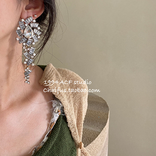 柴夫工作室 欧美晚宴高级感异形水钻耳钉超闪夸张复古耳环 E539