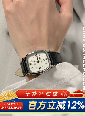 Chaifu studio /A82 方盘复古刻度情侣日本机芯手表皮带罗马