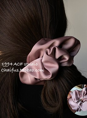 柴夫工作室/F193 日韩简约气质优雅缎面大肠发圈复古褶皱盘发发绳