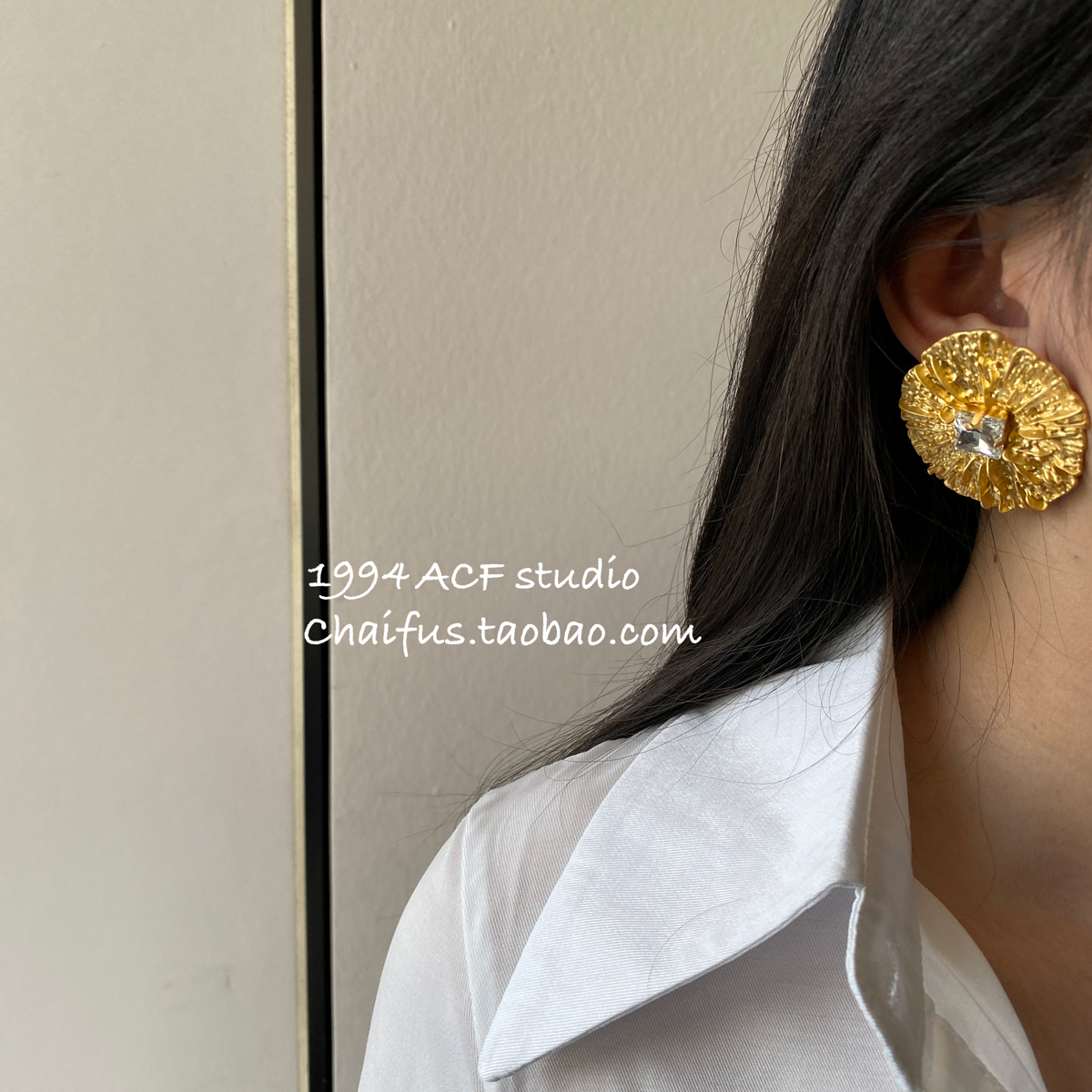 中古立体浮雕纹理夸张耳钉