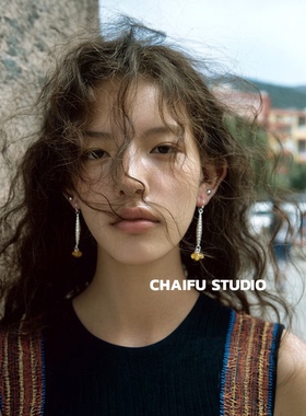 柴夫工作室/E263 波西米亚手工串珠螺旋耳环复古小众高级感耳钩