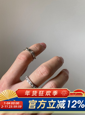 日韩轻奢小众拉丝超闪戒指
