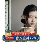 柴夫工作室 R694 港风复古虎眼石串珠耳钉轻奢月牙金箔小众耳环