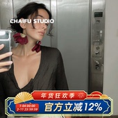 柴夫工作室 R139 韩系小清新网纱花朵耳钉甜美温柔度假风耳环