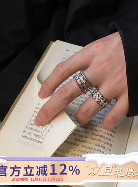 韩系小众多层编织镂空戒指