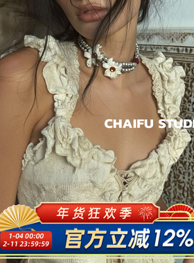 中古甜酷鸢尾花双层项链