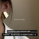 S925银针欧美风夸大亮面几何高级质感耳钉 R488 studio Chaifu