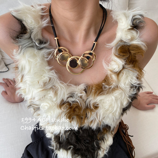 赛博朋克夸张颈链 欧美街拍风黑金撞色项链个性 柴夫工作室 X683