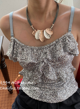 欧美嘻哈皮革金属片项链