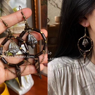 柴夫工作室/E580 中式废土风天然植物果实耳环复古文艺做旧耳饰