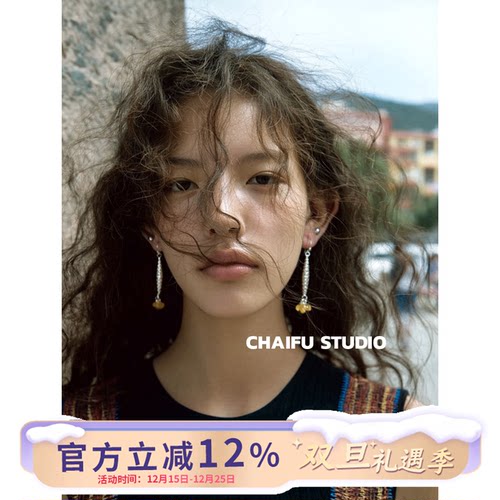 波西米亚手工串珠螺旋耳环