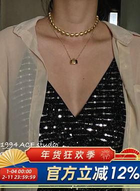 法式金属拉丝半圆叠戴项链