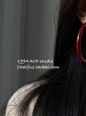 柴夫工作室/E431 欧美辣妹几何镂空方形耳圈复古安可拉红气质耳环