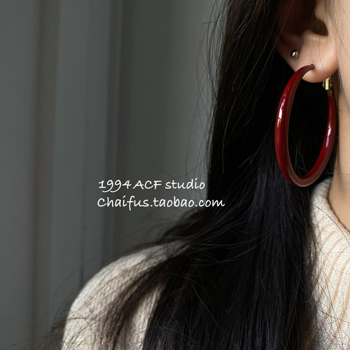 欧美辣妹几何镂空方形耳圈