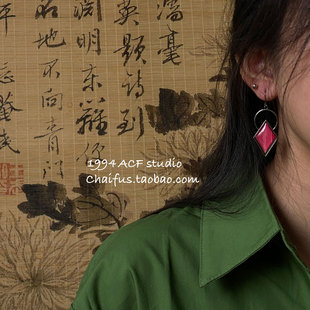 柴夫工作室/R584 中东古老异域几何滴釉耳环夸张做旧灵域风情耳饰