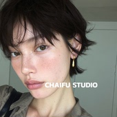 柴夫工作室 ins复古简约百搭水滴设计感冷淡风耳钉C形耳环 E129