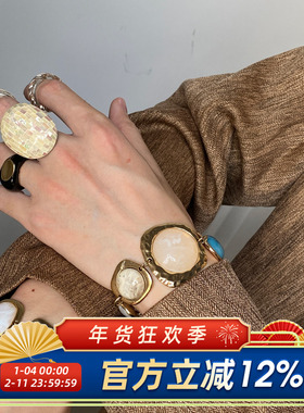 柴夫工作室/R347 欧美复古彩宝风立体耳环夸张华丽个性手链耳钉