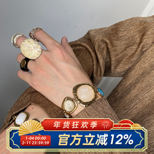 柴夫工作室/R347 欧美复古彩宝风立体耳环夸张华丽个性手链耳钉